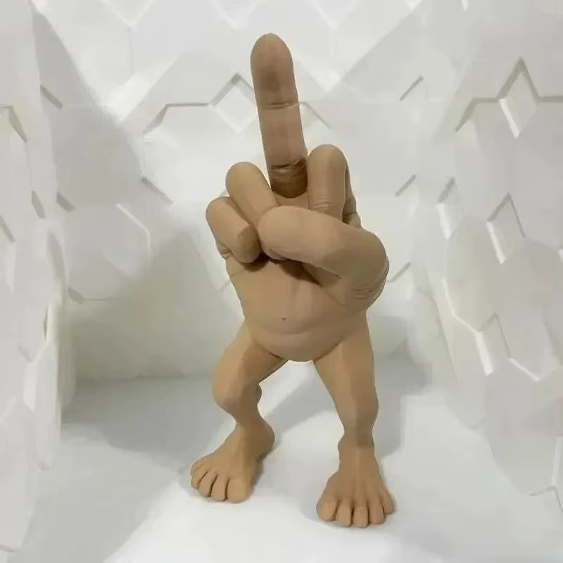 Middle Finger Figure with Legs Office Desk Resin Ornaments Creative Funny Middle Finger Desktop Decoration