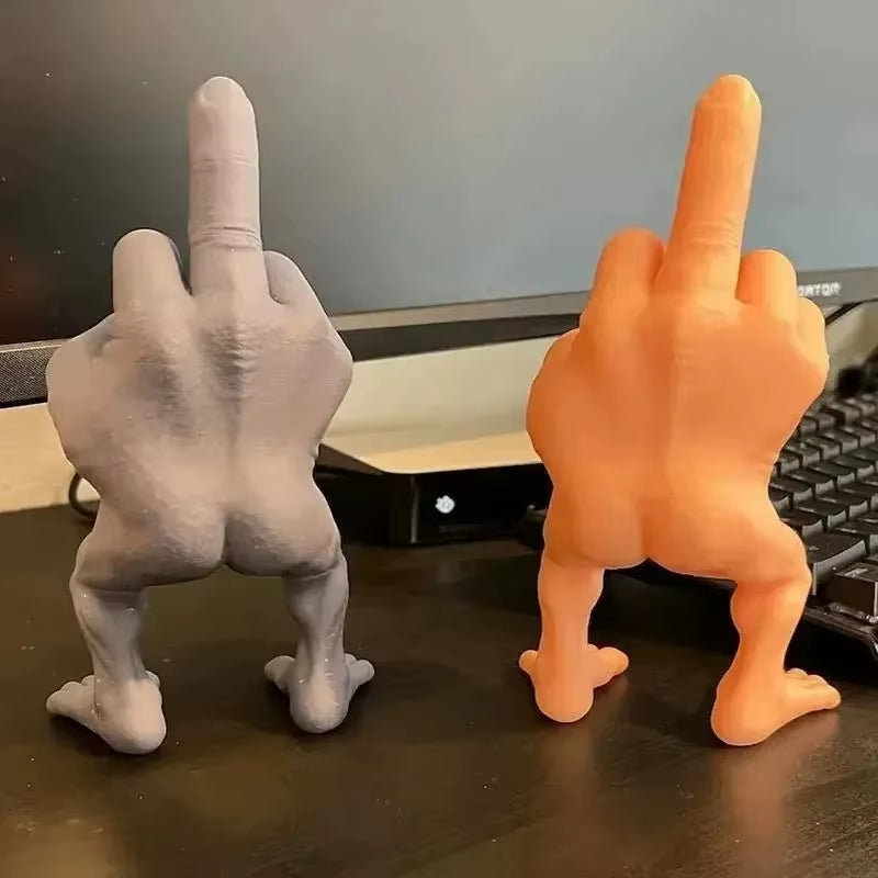 Middle Finger Figure with Legs Office Desk Resin Ornaments Creative Funny Middle Finger Desktop Decoration