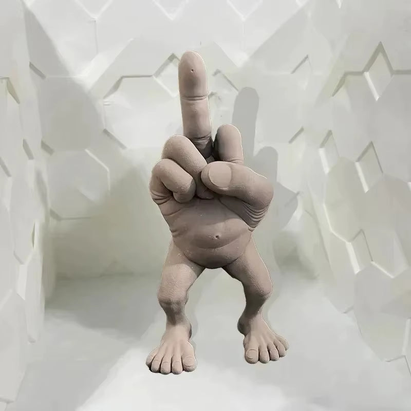 Middle Finger Figure with Legs Office Desk Resin Ornaments Creative Funny Middle Finger Desktop Decoration