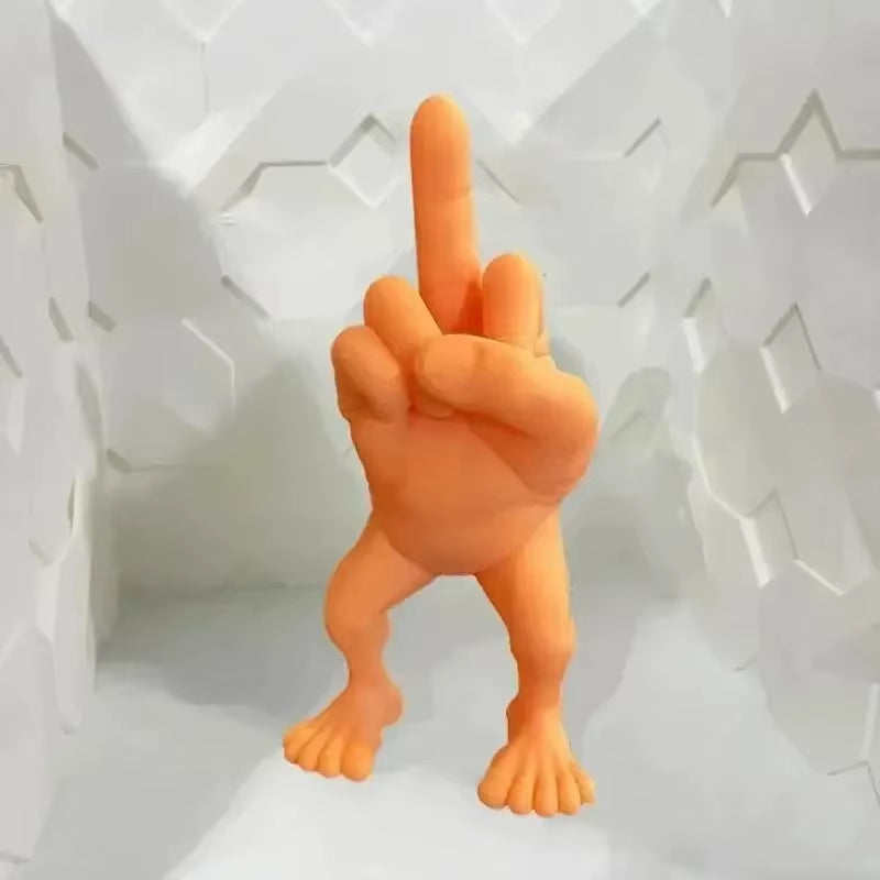 Middle Finger Figure with Legs Office Desk Resin Ornaments Creative Funny Middle Finger Desktop Decoration