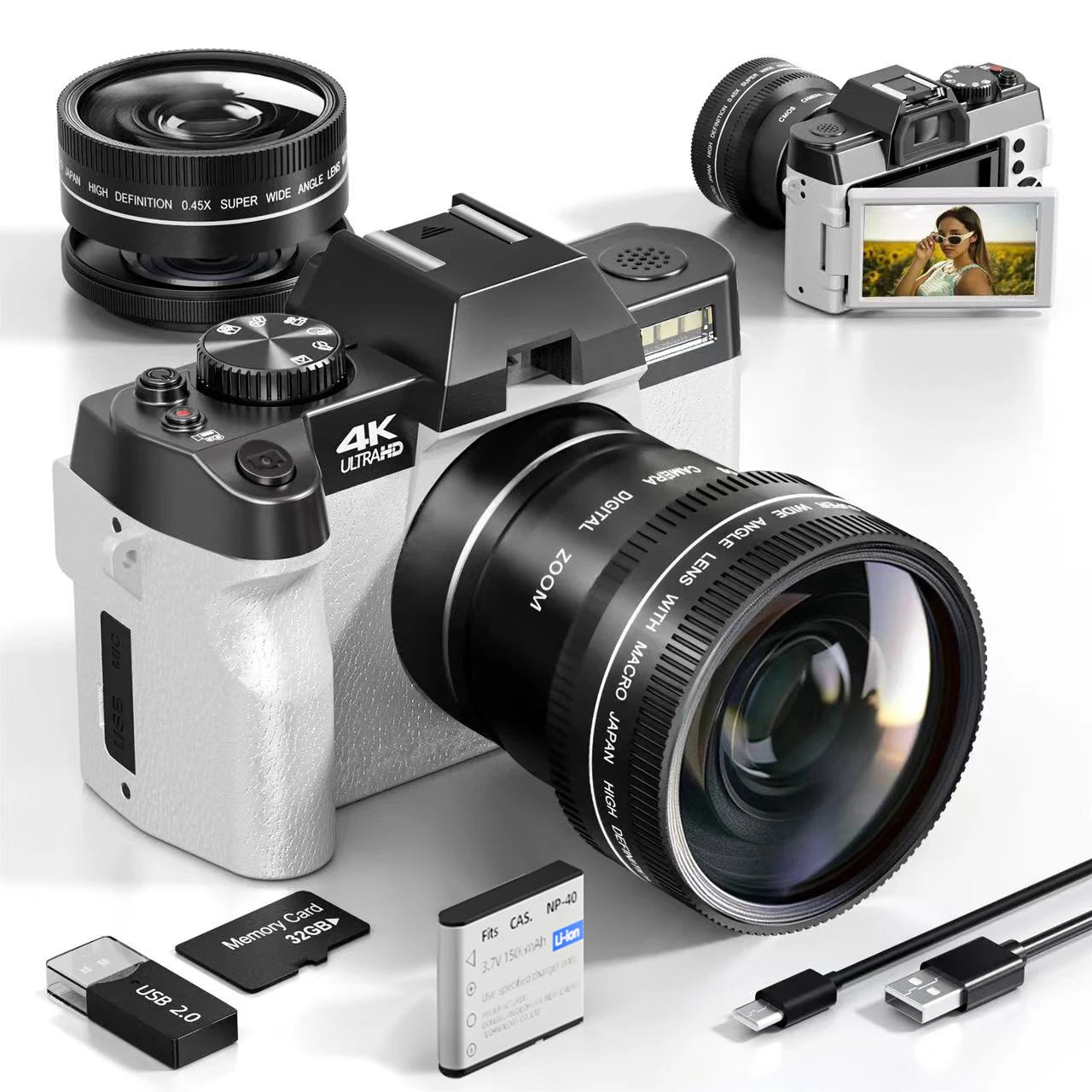 Compact Digital Photography Camera 4K WIFI Web Cam Vintage Vlog Video Recorder Youtube 48MP Camcorder 16X Digital Zoom Camera